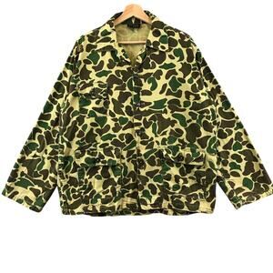Vintage 80s Nesco Camo Shirt Jacket Green Camo Pockets Button L